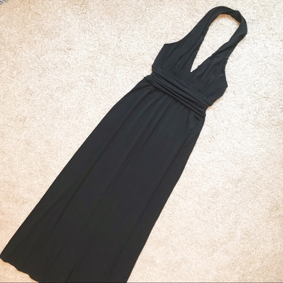 black halter top maxi dress